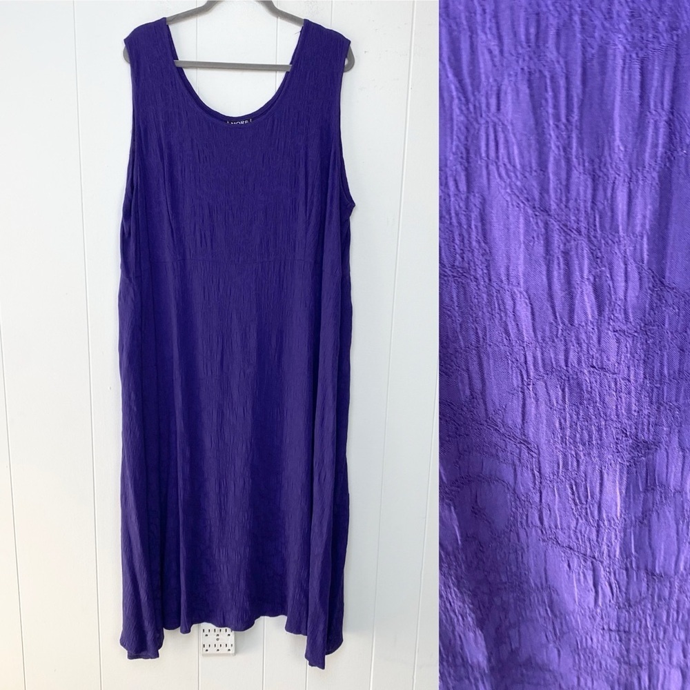 VTG More Jazz Dress Petite Sz 22 Purple Textured Sleeveless Feminine 80s - Picture 1 of 8
